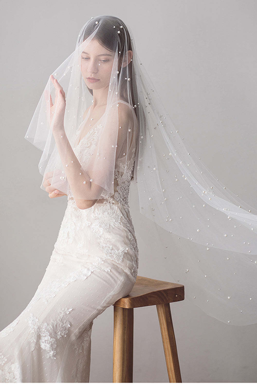 Bridal Pearl Veils for Weddings in Two Tiers