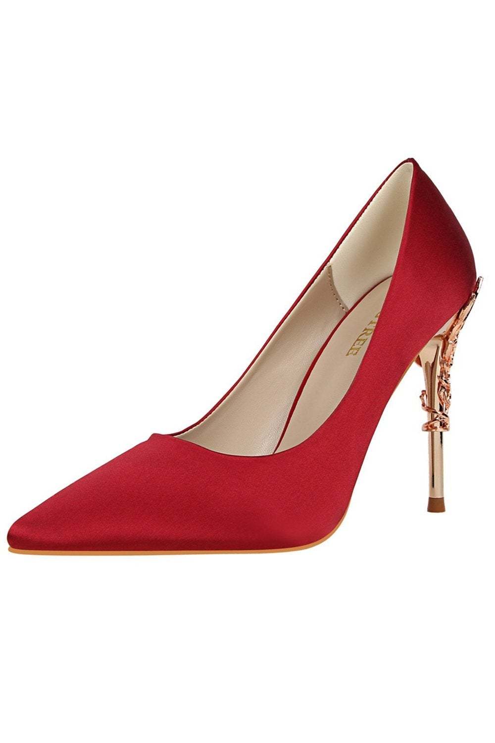 Stiletto Heels in Shallow Burgundy Metal