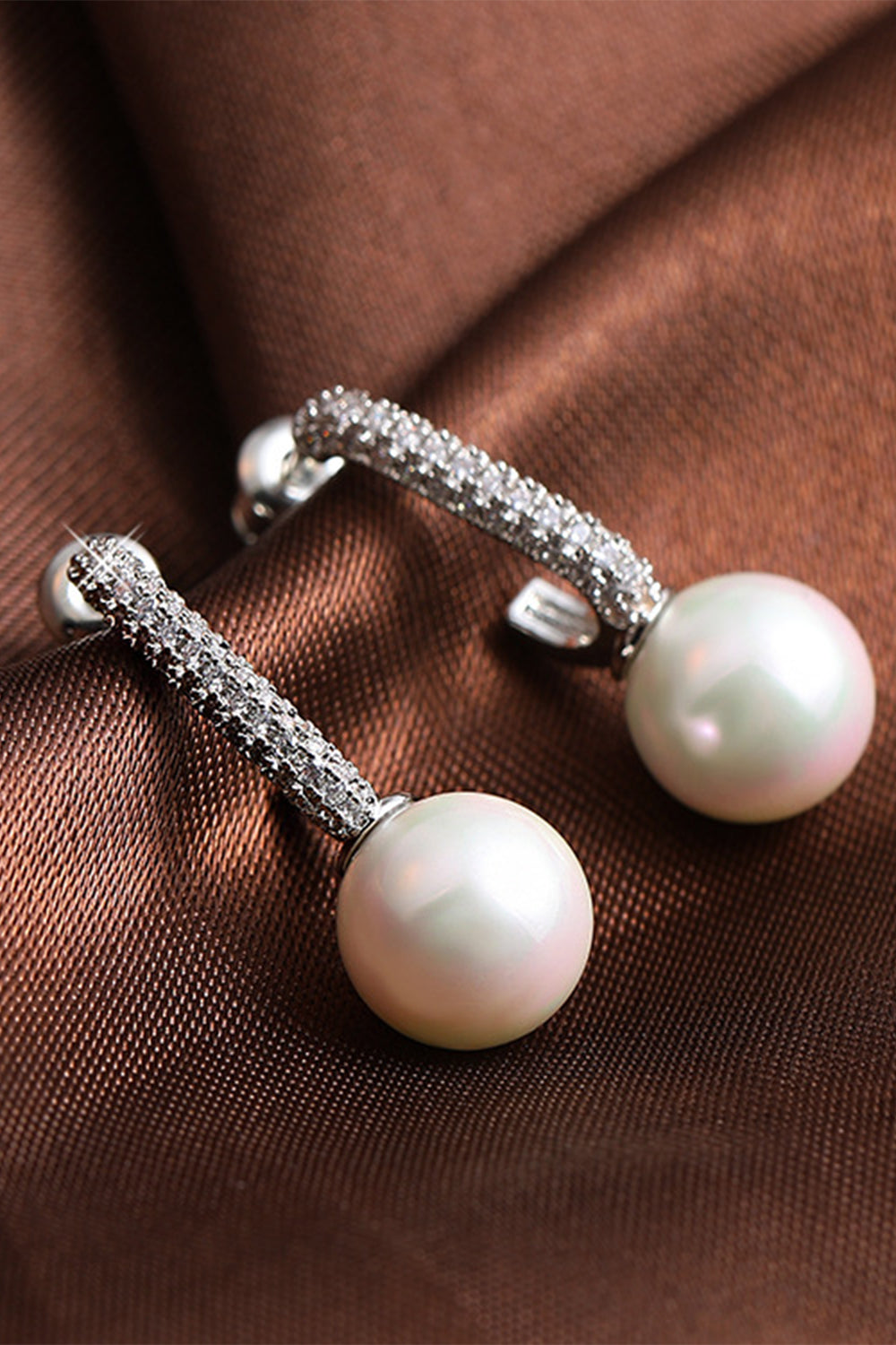 Golden Earrings with Pearl Beading