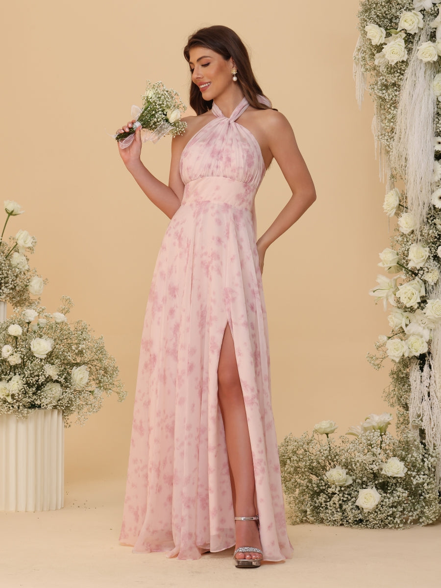 A Line Princess Convertible Infinity Bridesmaid Dresses with Pleats