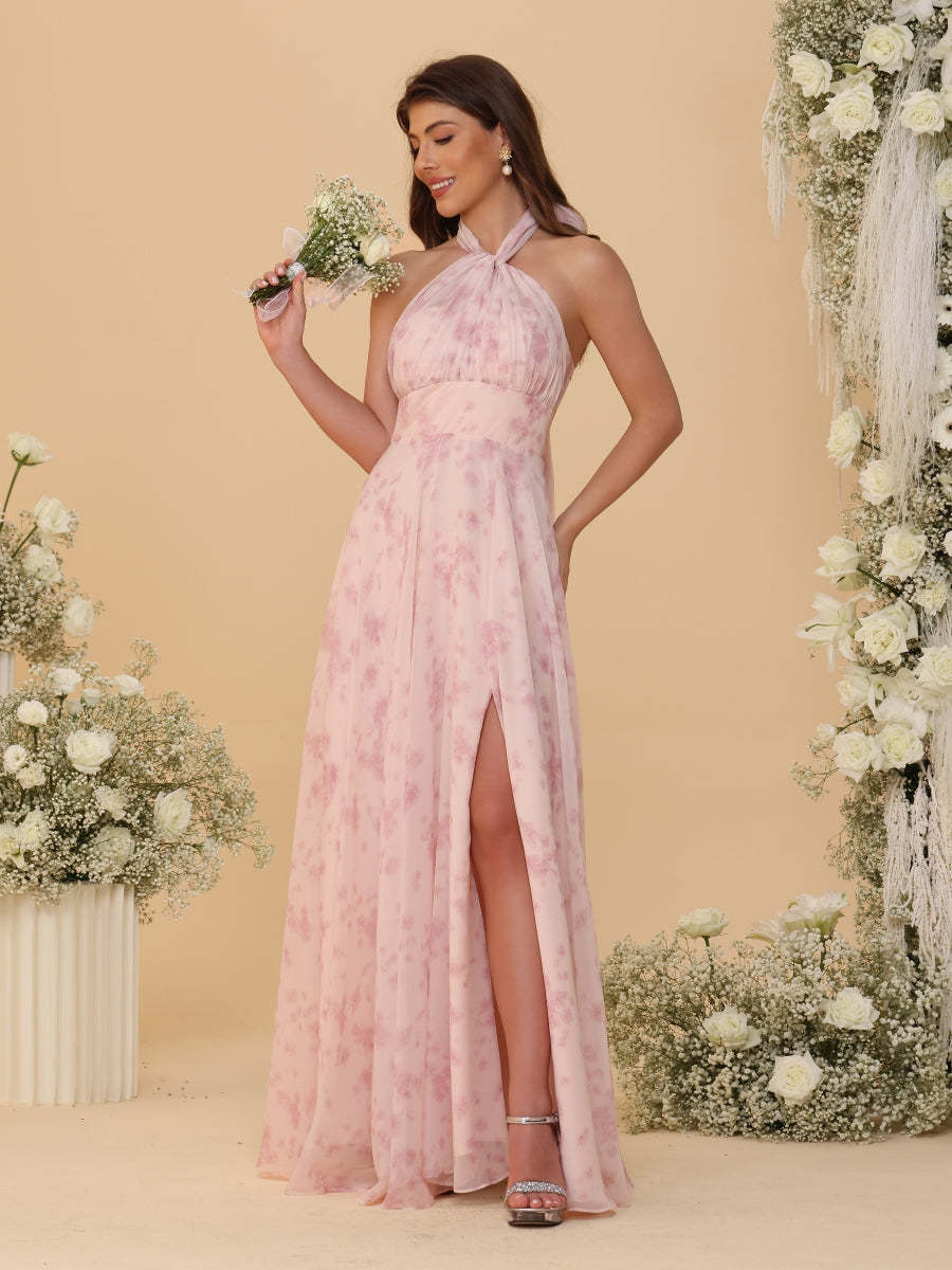 A Line Princess Convertible Infinity Bridesmaid Dresses with Pleats