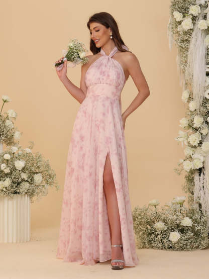 A Line Princess Convertible Infinity Bridesmaid Dresses with Pleats