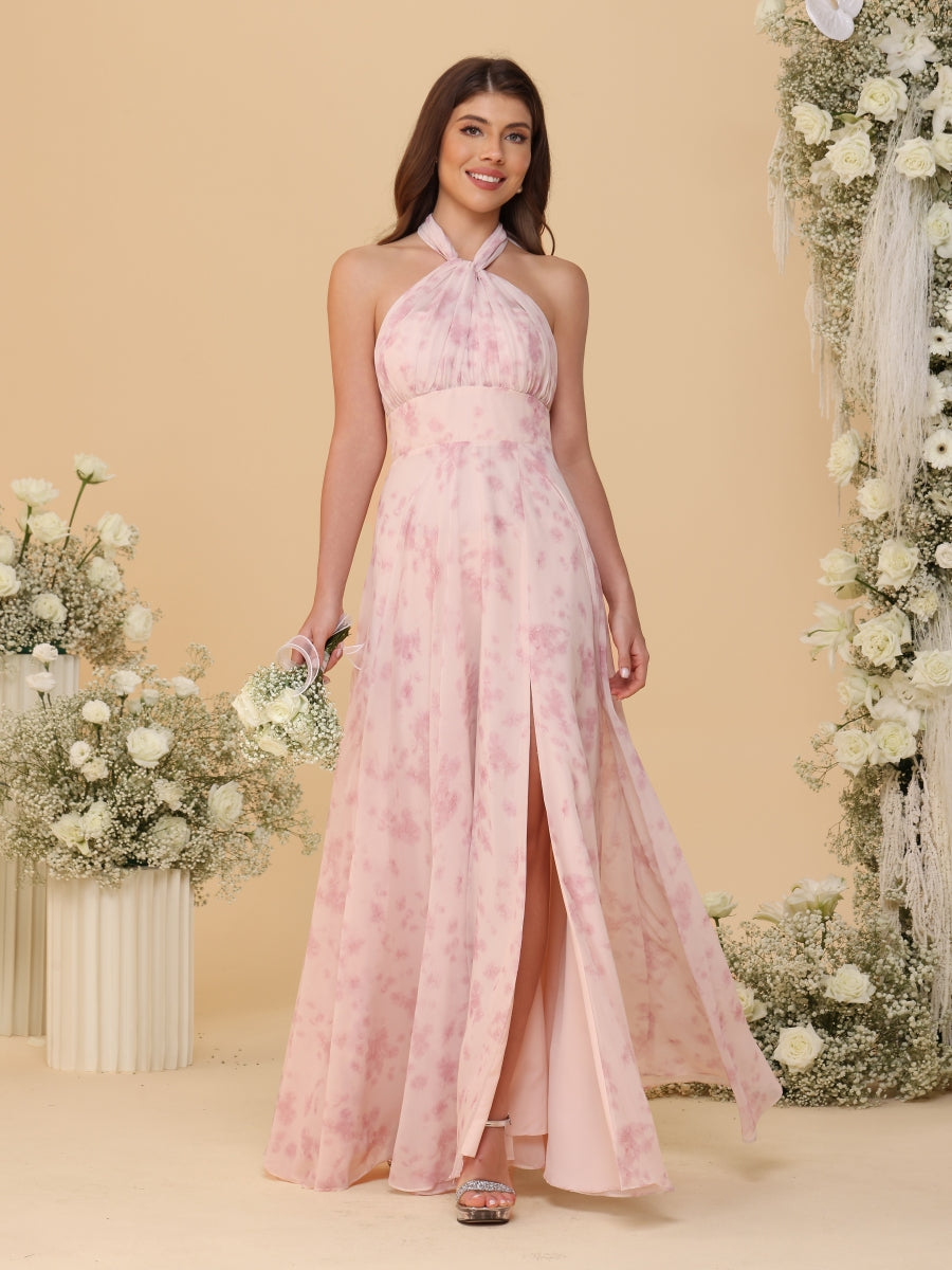 A Line Princess Convertible Infinity Bridesmaid Dresses with Pleats