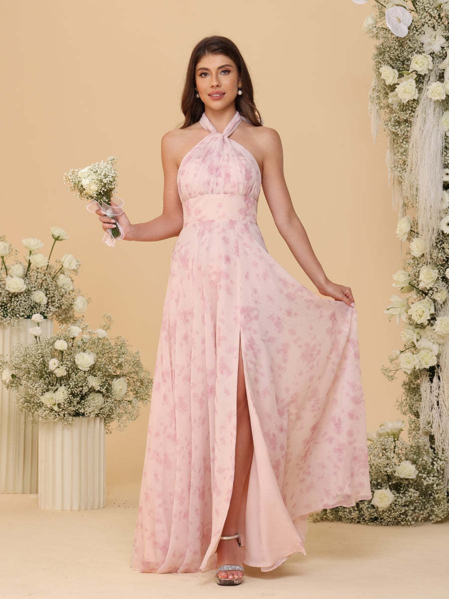 A Line Princess Convertible Infinity Bridesmaid Dresses with Pleats