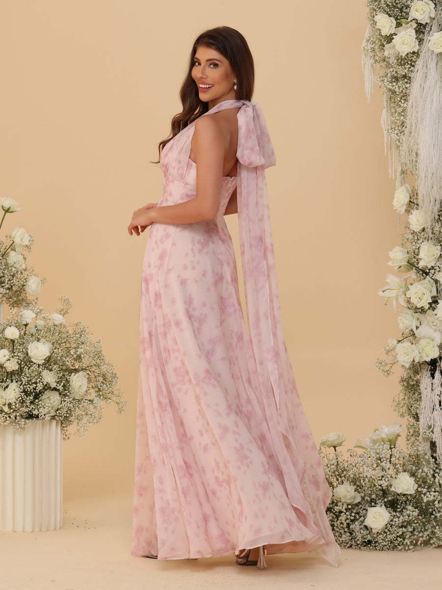 A Line Princess Convertible Infinity Bridesmaid Dresses with Pleats