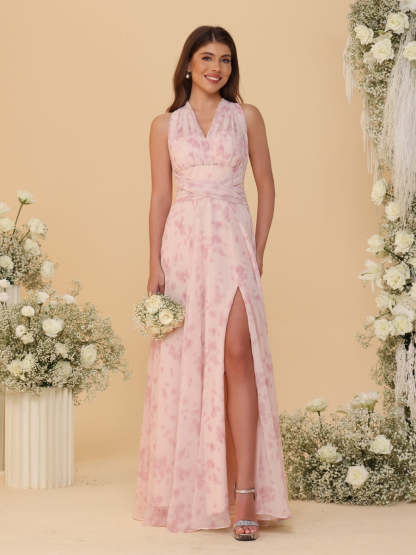A Line Princess Convertible Infinity Bridesmaid Dresses with Pleats