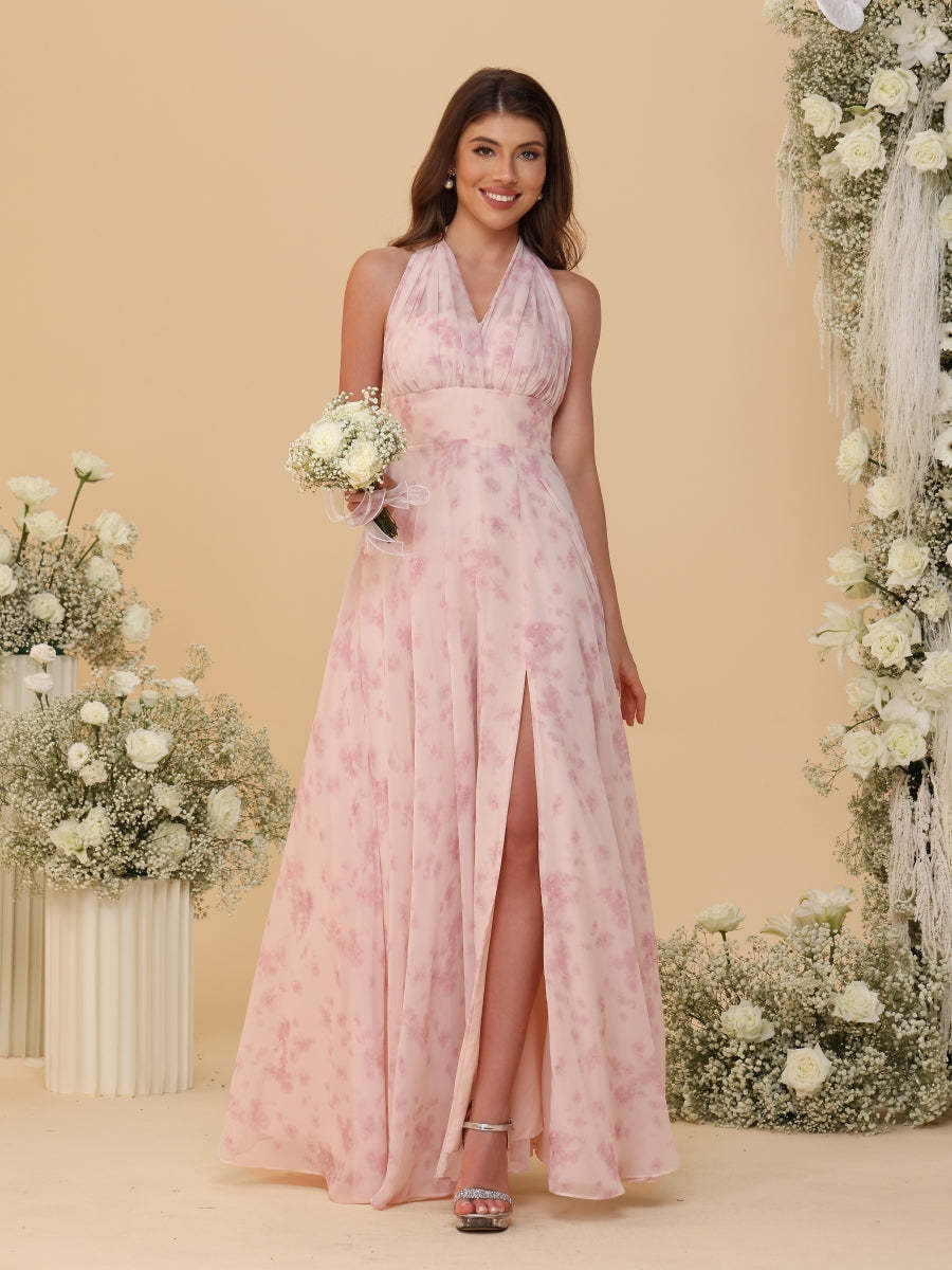 A Line Princess Convertible Infinity Bridesmaid Dresses with Pleats