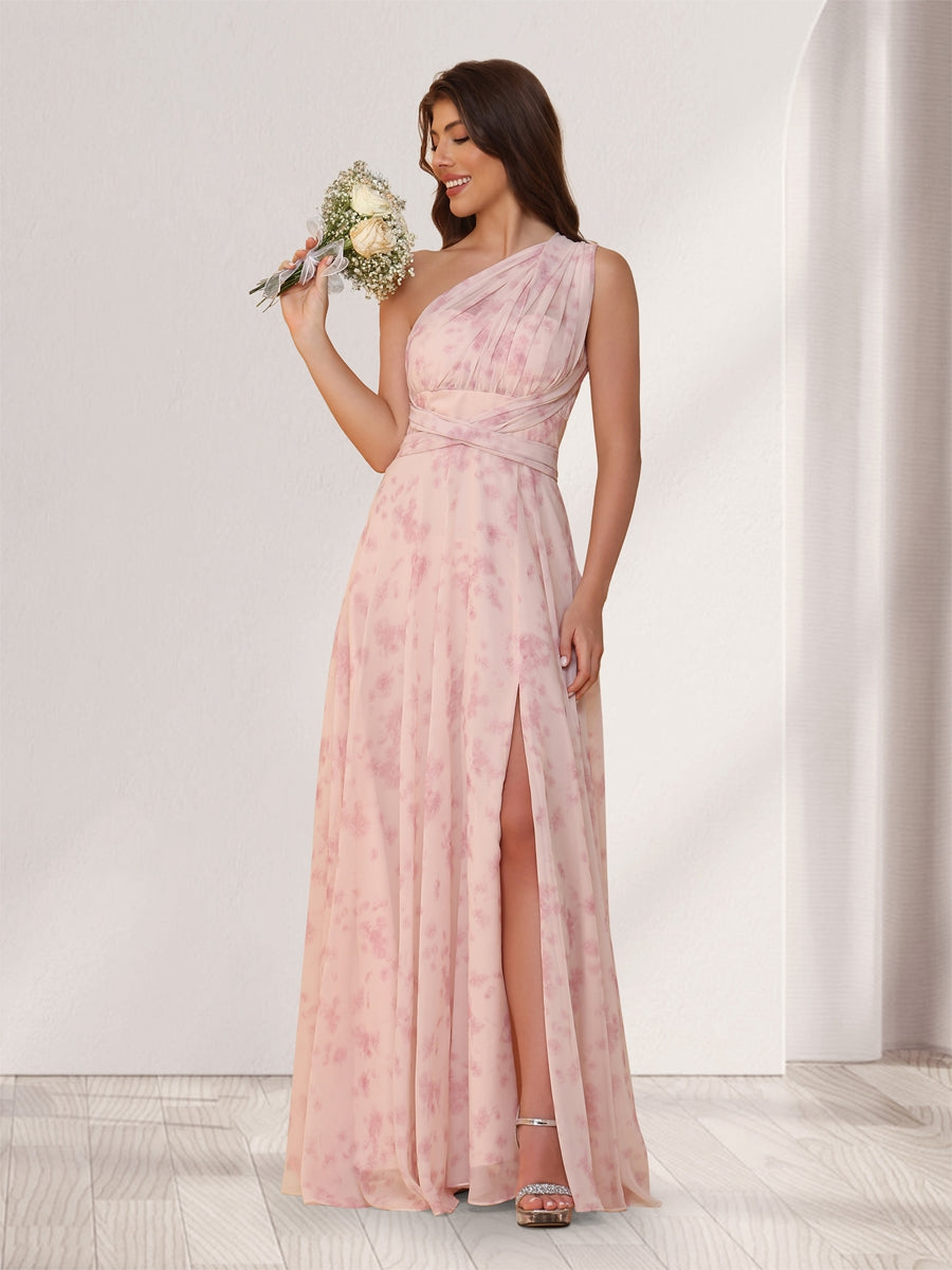 A Line Princess Convertible Infinity Bridesmaid Dresses with Pleats
