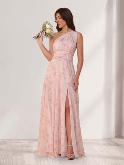 A Line Princess Convertible Infinity Bridesmaid Dresses with Pleats