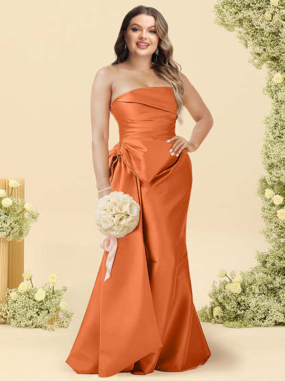A Line Princess Off the Shoulder Floor Length Plus Size Bridesmaid Dresses With Bowknot Sash