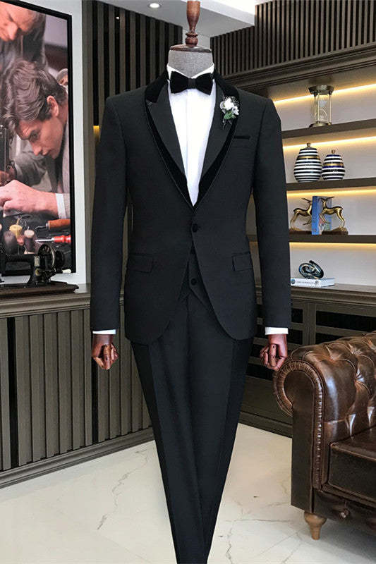 Elegant Black Shawl Lapel Three-Piece Prom Ensemble