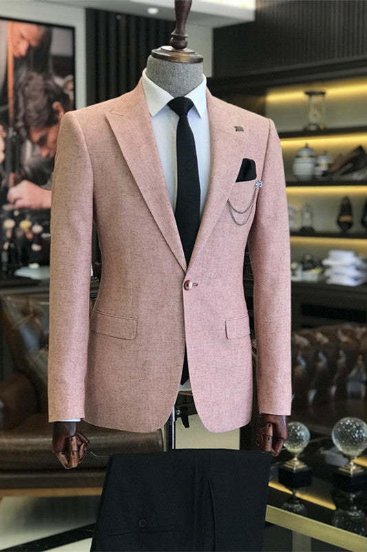 Modern Blush Peaked Lapel Two-Piece Prom Suit For Men