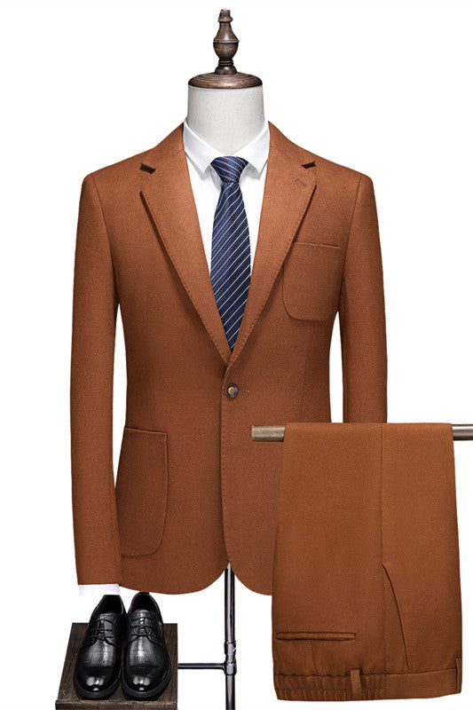 Fashionable Brown One-Button Bespoke Prom Suit for Men