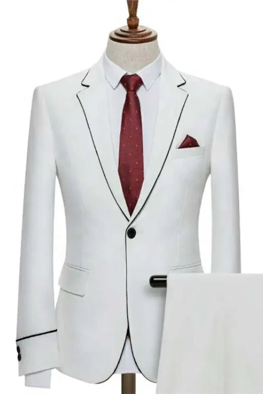 Simple Ivory Notched Lapel Two-Piece Prom Attire