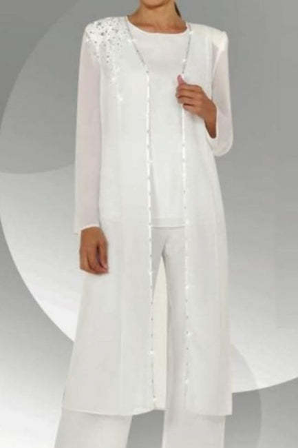 Amazing Two Pieces Mother of The Bride Suit Chiffon Scoop Bridesmaid Dresses