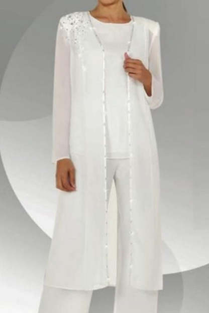 Amazing Two Pieces Mother of The Bride Suit Chiffon Scoop Bridesmaid Dresses