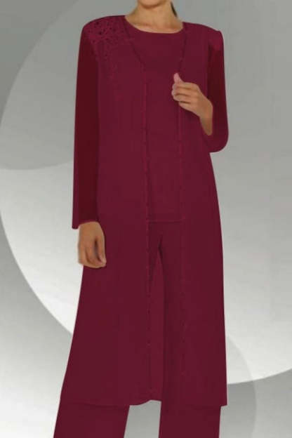 Amazing Two Pieces Mother of The Bride Suit Chiffon Scoop Bridesmaid Dresses