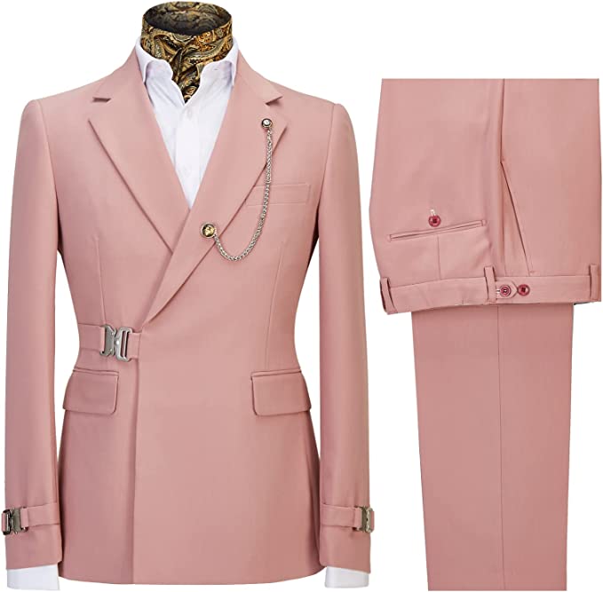 Stylish Pink Notched Lapel Men's Prom Suit