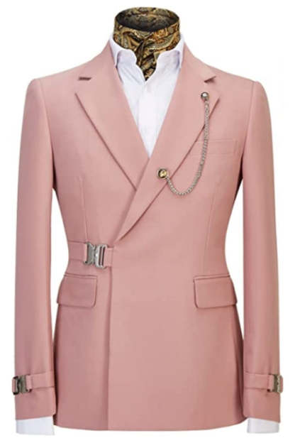 Stylish Pink Notched Lapel Men's Prom Suit