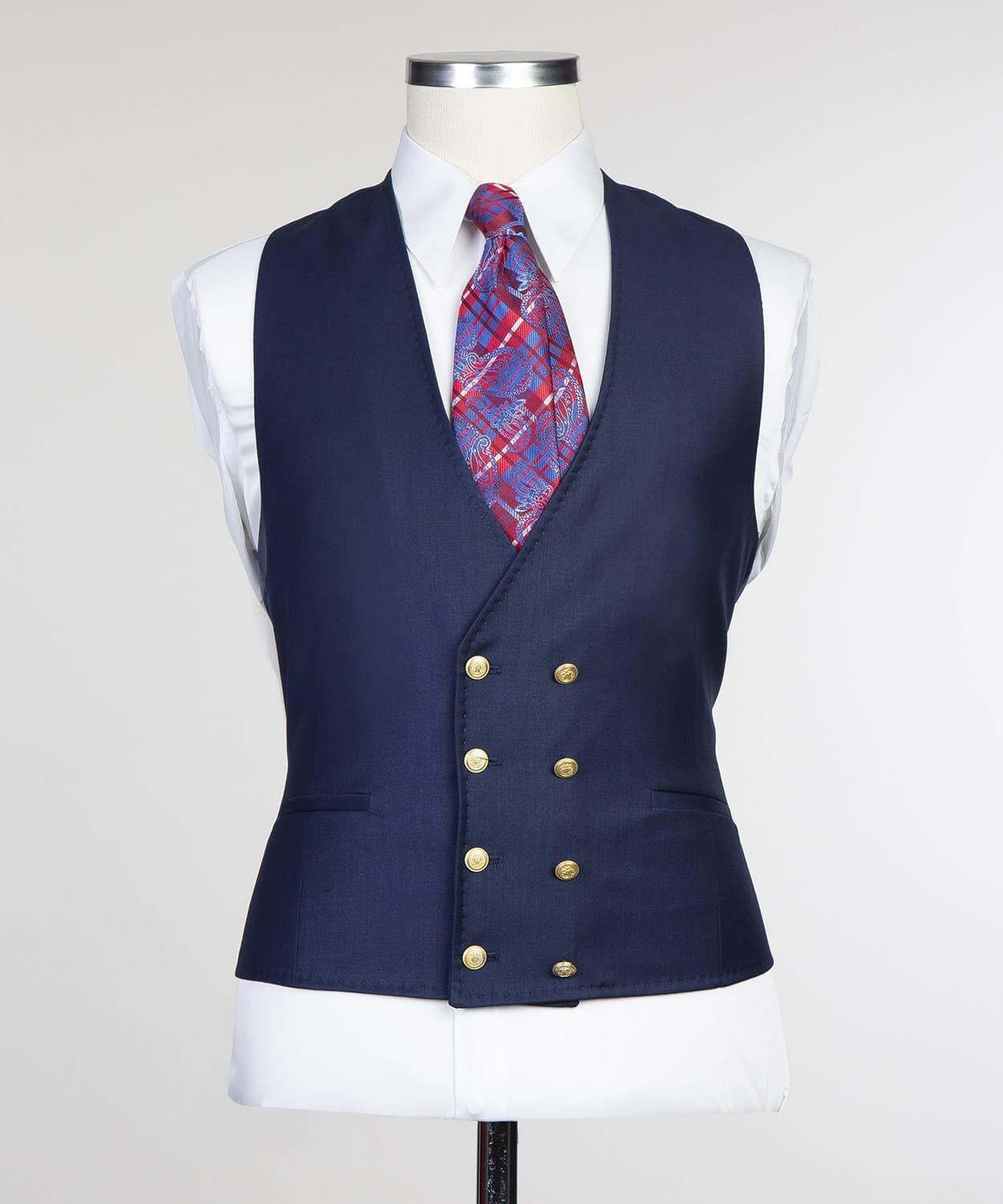 Dark Navy Stylish Peak Lapel Three-Piece Men’s Suits