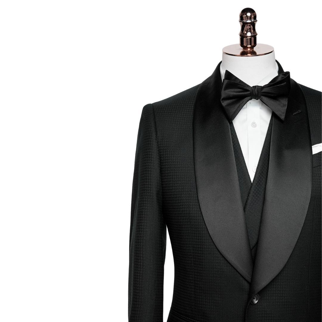 Formal Black Shawl Lapel Three-Piece Suit for Weddings