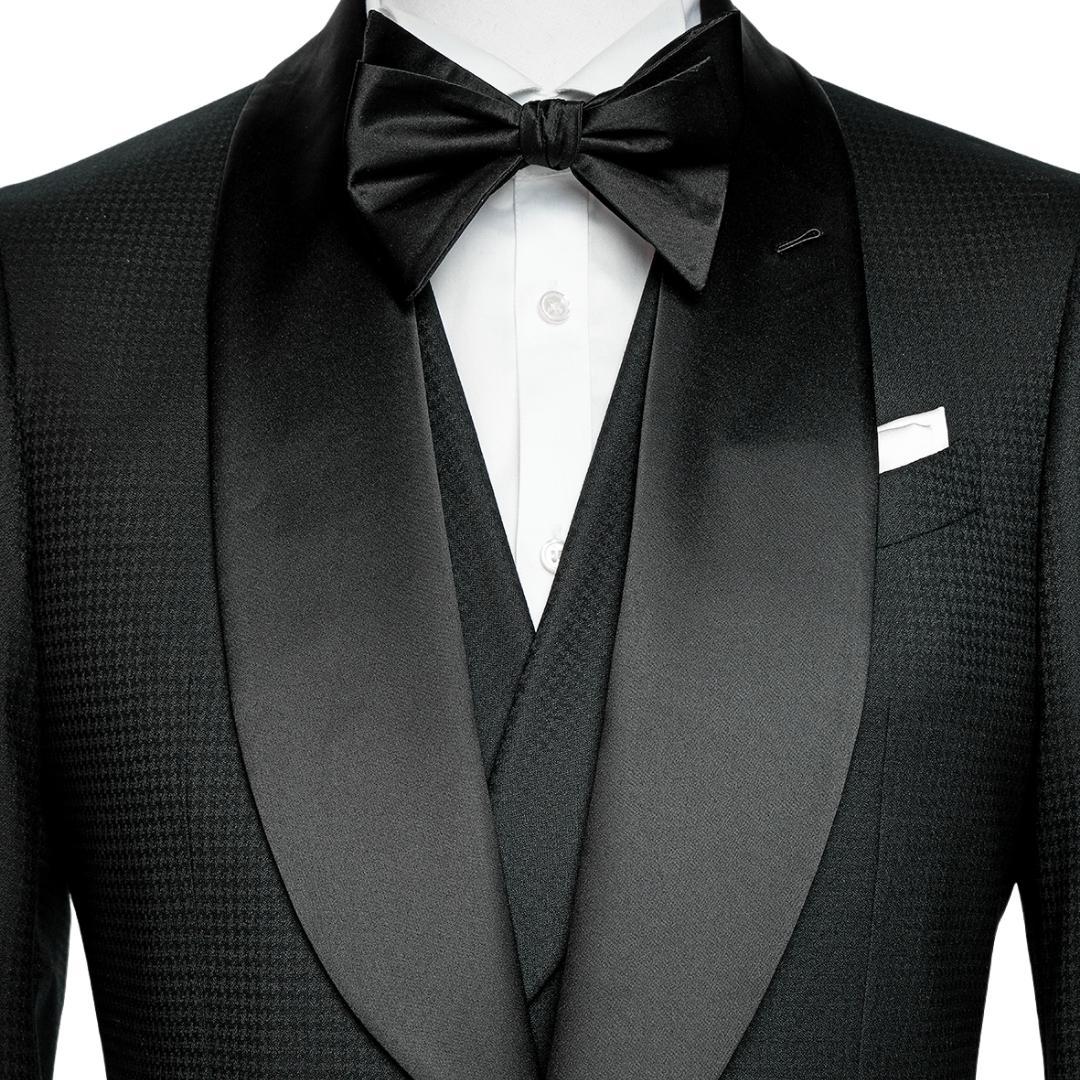Formal Black Shawl Lapel Three-Piece Suit for Weddings