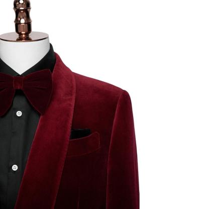 Burgundy Shawl Collar Two-Piece New Collection Groom's Suit