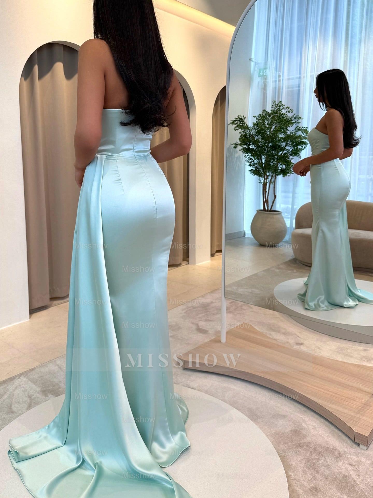 Attractive Mint Green Sweetheart Sleeveless Mermaid Wedding Dress with Sweep Train