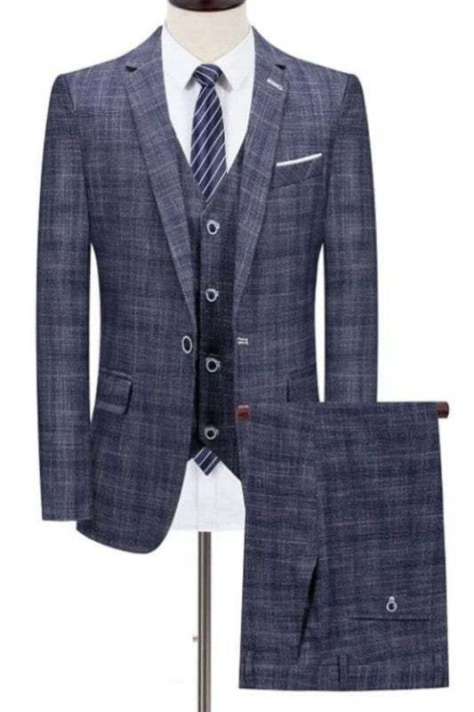 Custom Navy Blue Single Button Notch Lapel Business Suit Set for Men