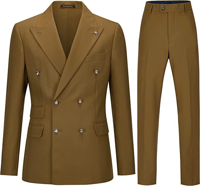 Latest Brown Double Breasted Men's Prom Suit