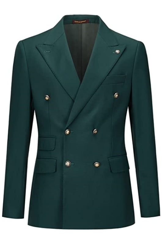 Deep Green Slim Fit Double Breasted Men's Prom Suit