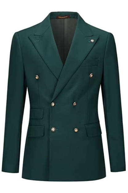 Deep Green Slim Fit Double Breasted Men's Prom Suit