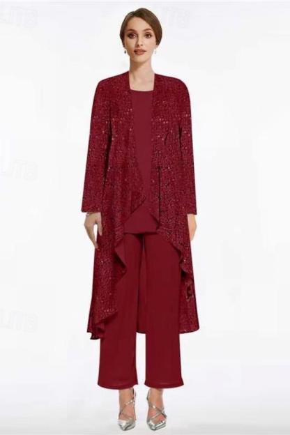 Beautiful Crew Long Sleeveless Sequined Mother of the Bride with Jacket