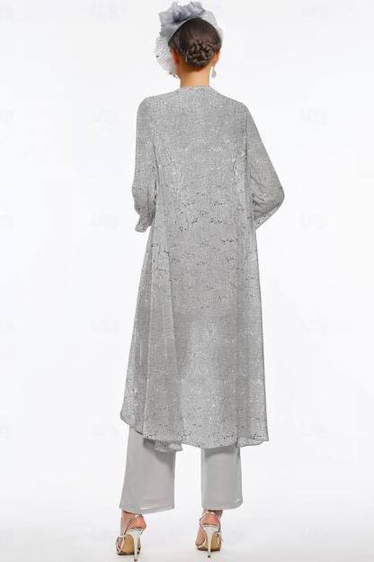 Beautiful Crew Long Sleeveless Sequined Mother of the Bride with Jacket