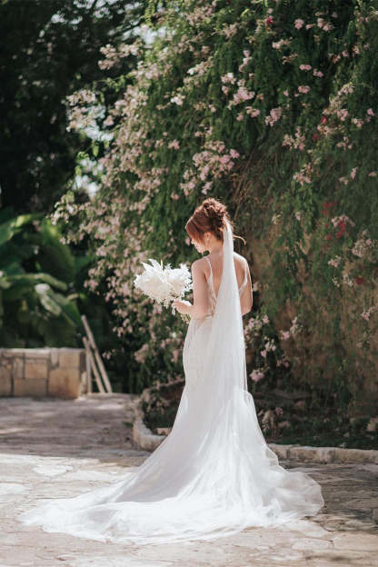 Beautiful Long Mermaid Spaghetti Straps V-neck Lace Sleeveless Backless Wedding Dress
