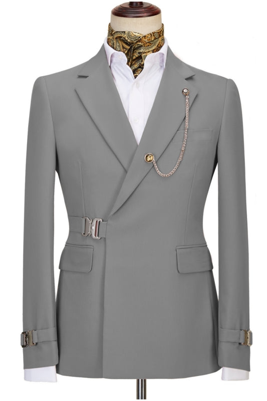 Stylish Light Grey Notched Lapel Men's Prom Suit