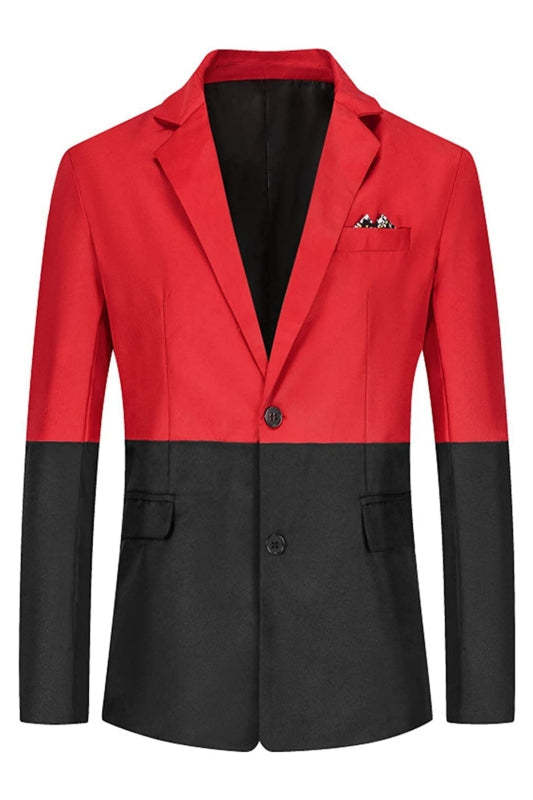 Black And Red Fashionable Notched Lapel Two-Piece Prom Suit