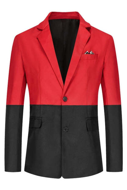 Black And Red Fashionable Notched Lapel Two-Piece Prom Suit