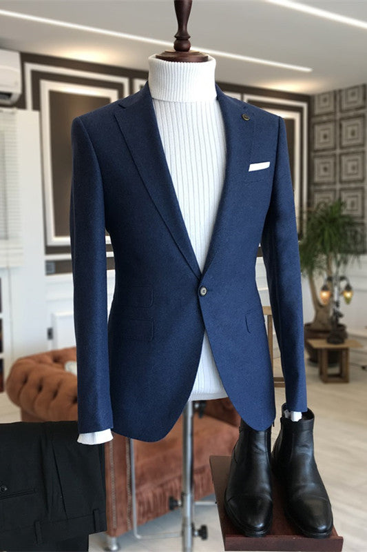 Vogue Dark Blue Notched Lapel Men's Prom Garment