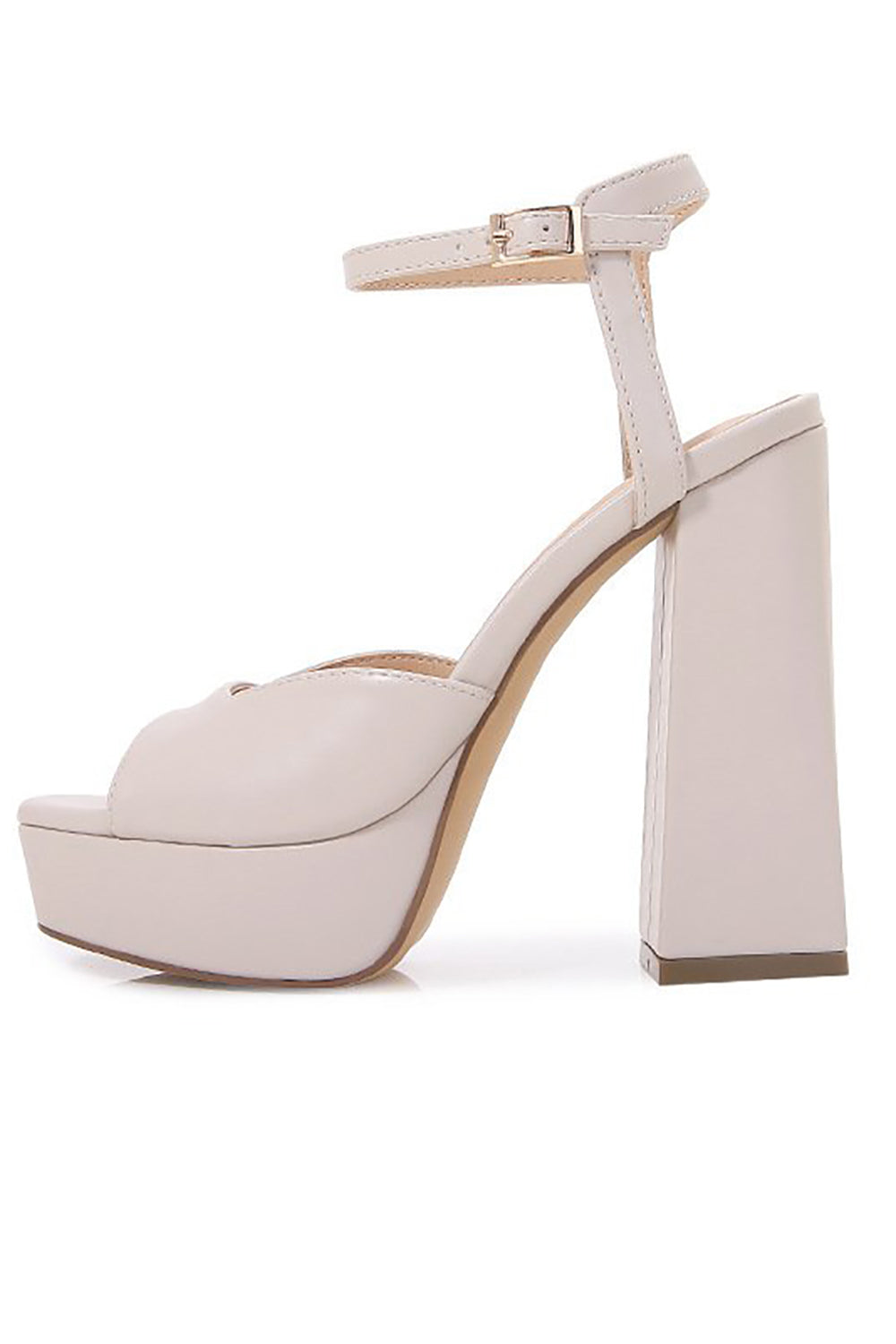 Chunky Heeled Platform Sandal with Ivory Ankle Strap