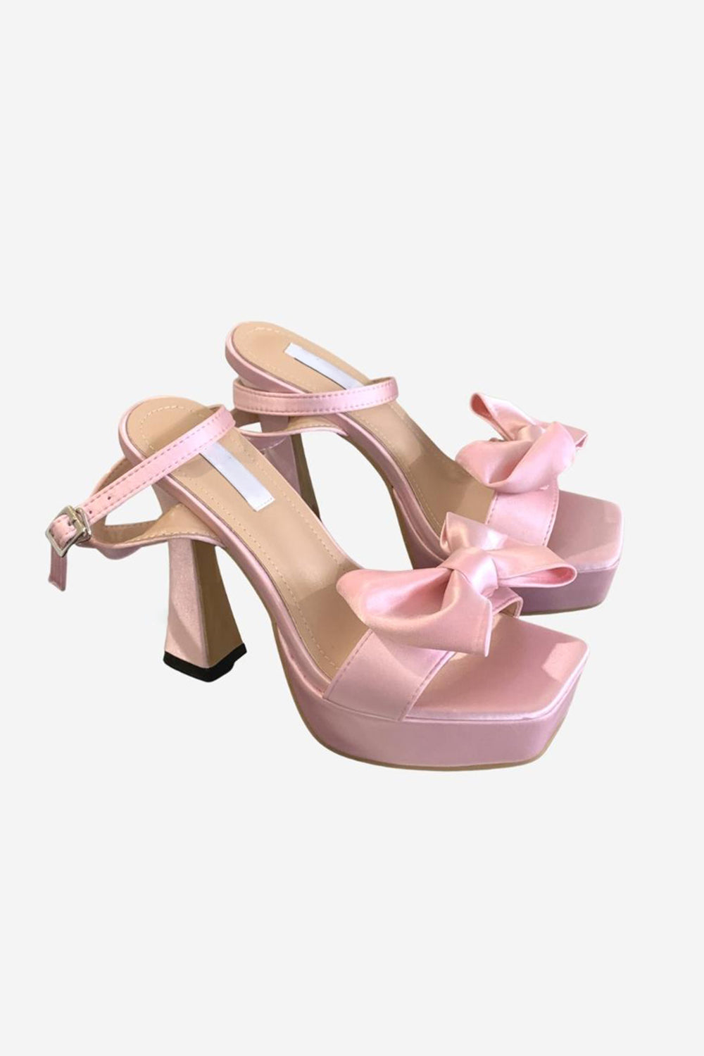 High Heel Sandals in Pink with Chunky Bow