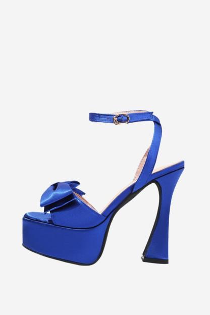 High Heel Sandals in Hot Pink with Chunky Bow