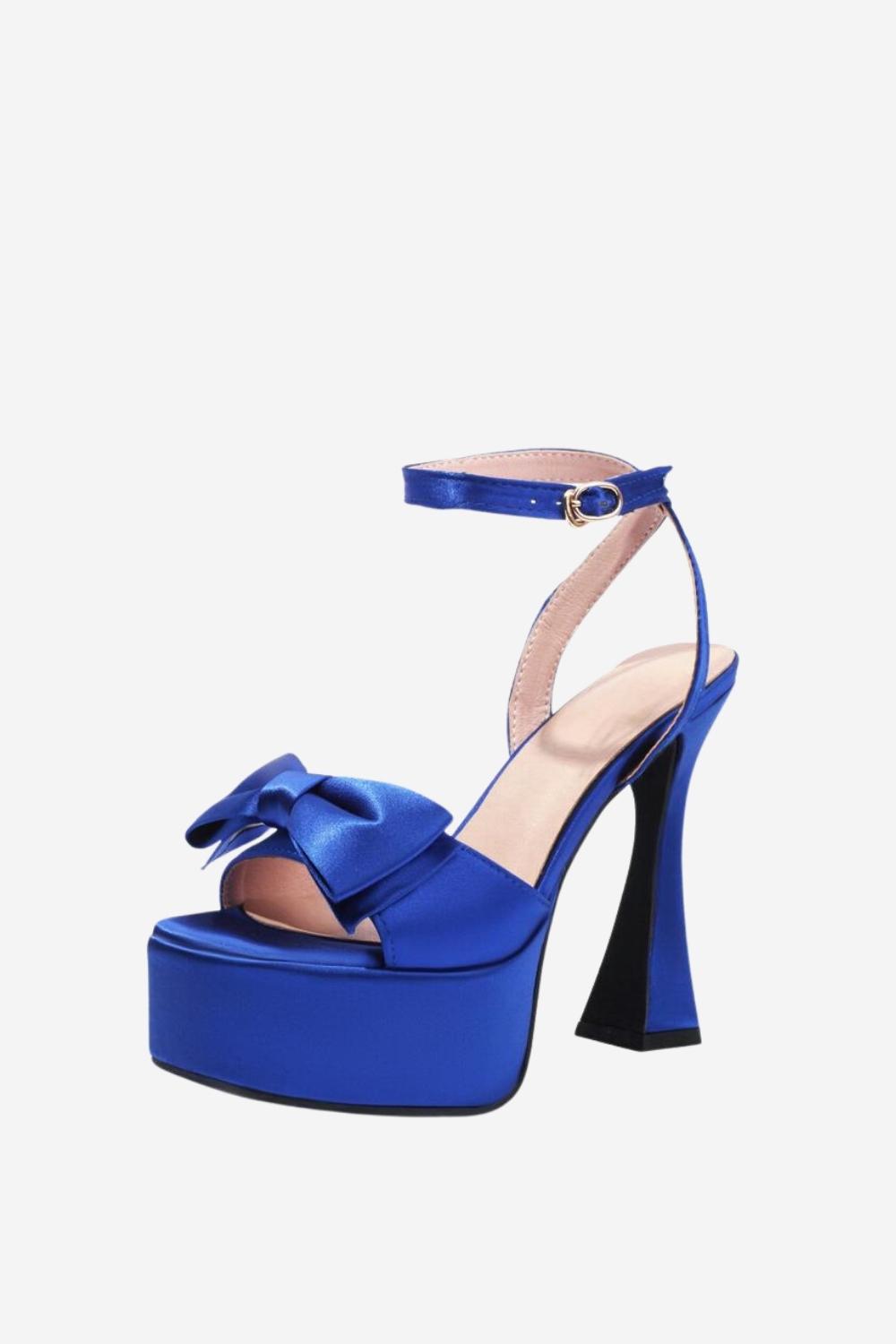 High Heel Sandals in Hot Pink with Chunky Bow