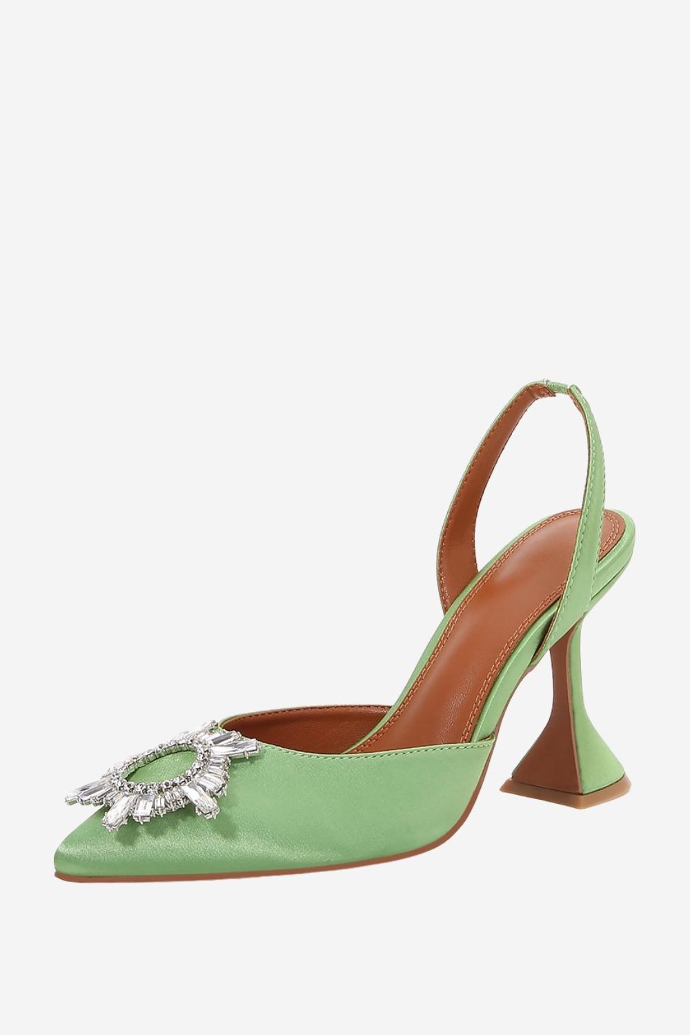 Stiletto Sandals with Rhinestones and Pointed Toes