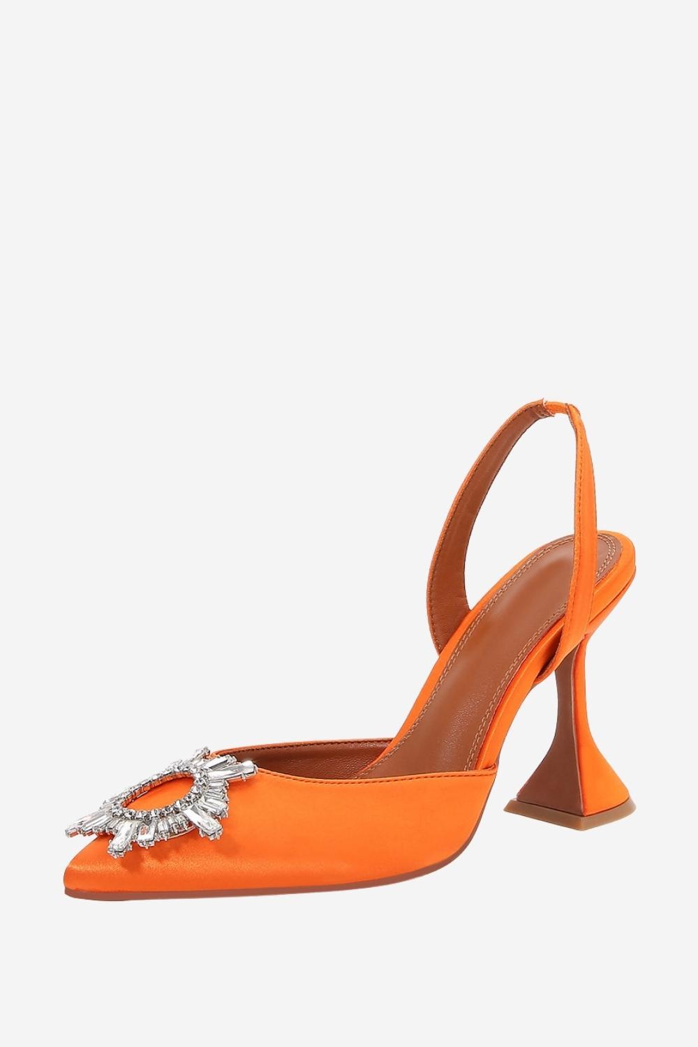 Stiletto Sandals with Rhinestones and Pointed Toes