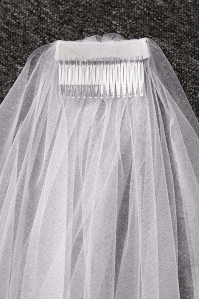 Cathedral Tulle Scalloped Edge 3*1.5M Wedding Veils with Appliques