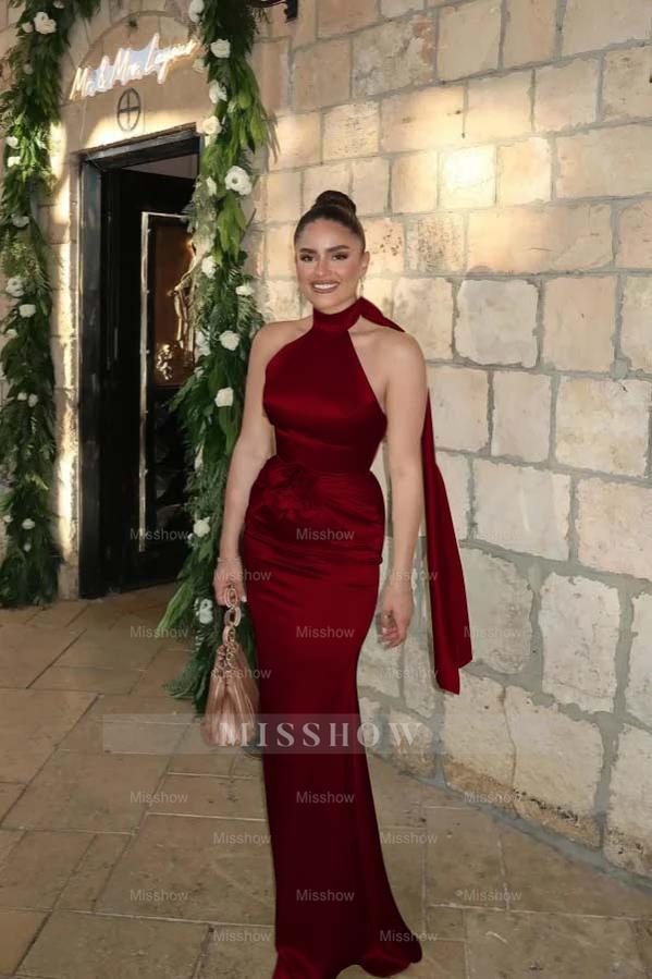 Charming Halter Sleeveless Long Mermaid Formal Dress With Pleated