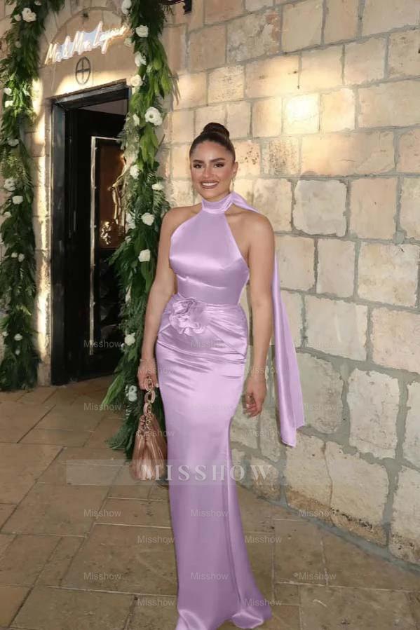 Charming Halter Sleeveless Long Mermaid Formal Dress With Pleated