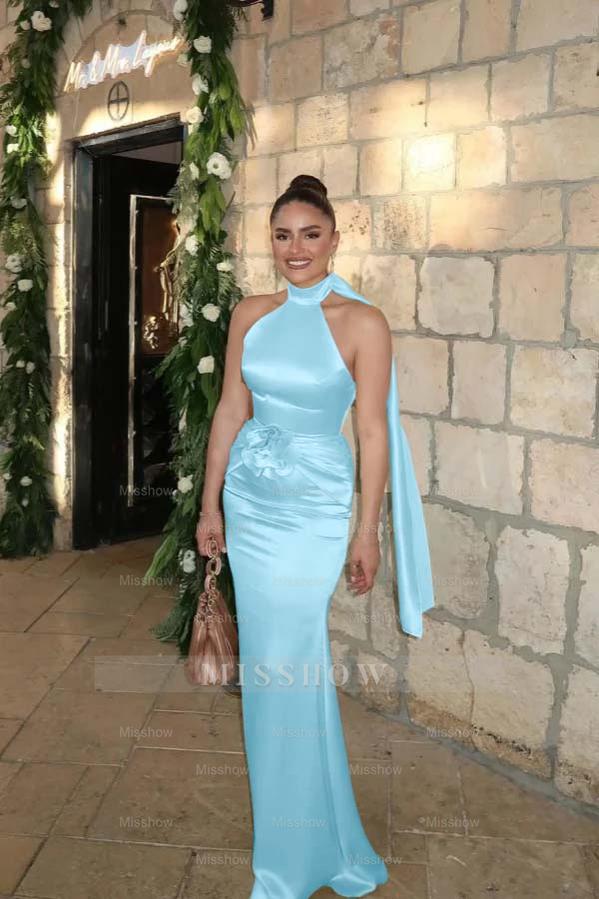 Charming Halter Sleeveless Long Mermaid Formal Dress With Pleated