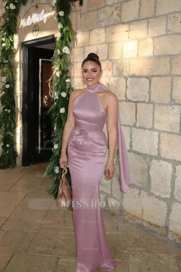 Charming Halter Sleeveless Long Mermaid Formal Dress With Pleated